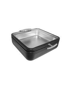 Radiance All Glass Cover 6 Qt. Stainless Steel Square Induction Chafer, Titanium Finish